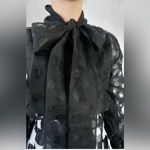 Black polka dot bow top